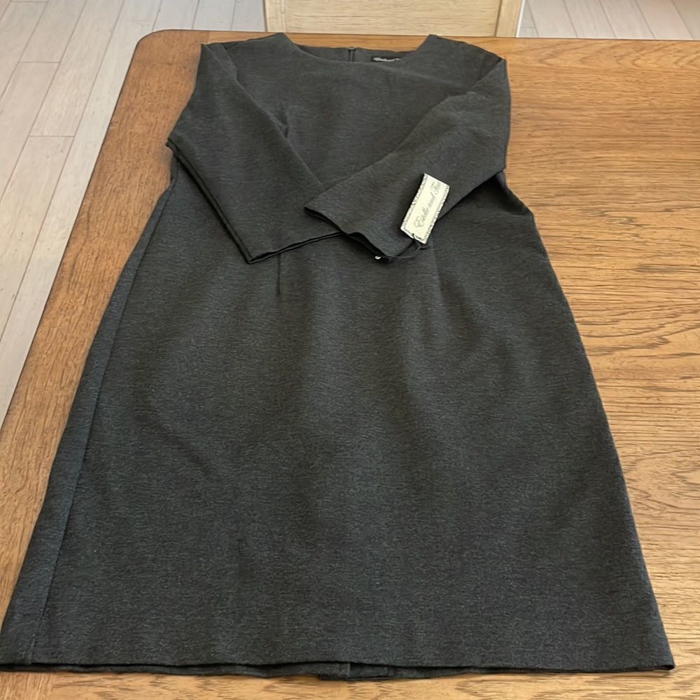 ESTELLE AND FINN CHARCOAL SHEATH DRESS. 3/4 SLEEVE. ELEGANCE PERSONIFI… - Picture 4 of 14